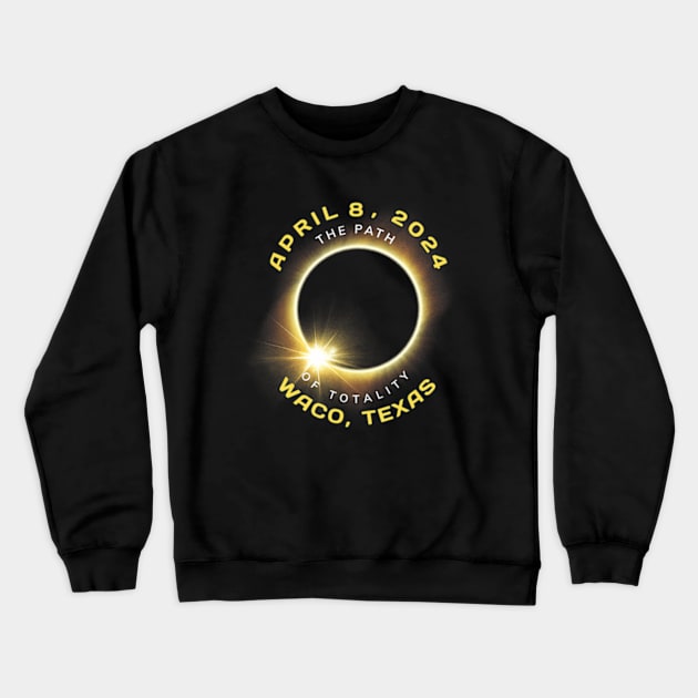 Waco Texas Solar Eclipse Totality April 8 2024 Crewneck Sweatshirt by Diana-Arts-C